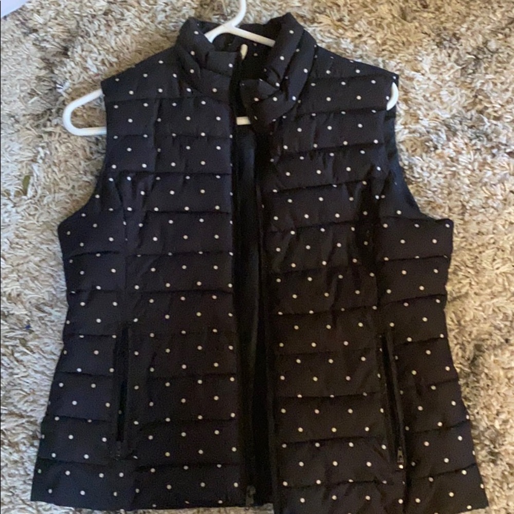 Black Polka Dot Puffy Vest